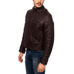 Quilted Leather Jacket // Brown (Euro: 46)