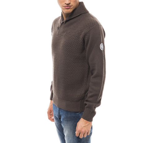 Knitted Shawl Collar Sweater // Tortora (M)