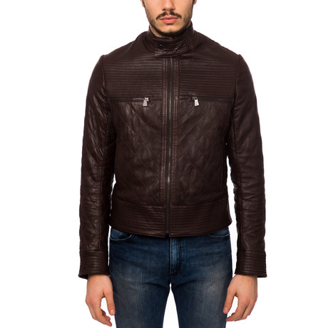 Quilted Leather Jacket // Brown (Euro: 46)