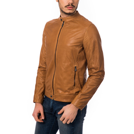 Trussardi // Zip-Up Leather Jacket // Caramello (Euro: 50)