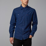 Dobby Button-Up // Navy (M)