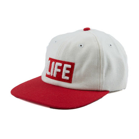 Chenille Patch LIFE Wool Cap // White + Red