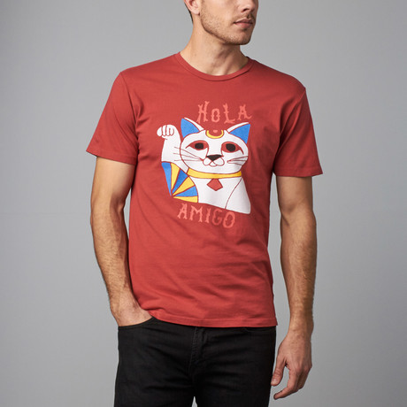 Lucky Cat Graphic T-Shirt // Vintage Red (S)