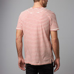 Short-Sleeve Stripe Pocket T-Shirt // Vintage White + Red (L)
