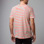 Short-Sleeve Stripe Pocket T-Shirt // Vintage White + Red (S)