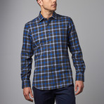 Woven Spread Collar Shirt // Blue + Gray Plaid (XL)
