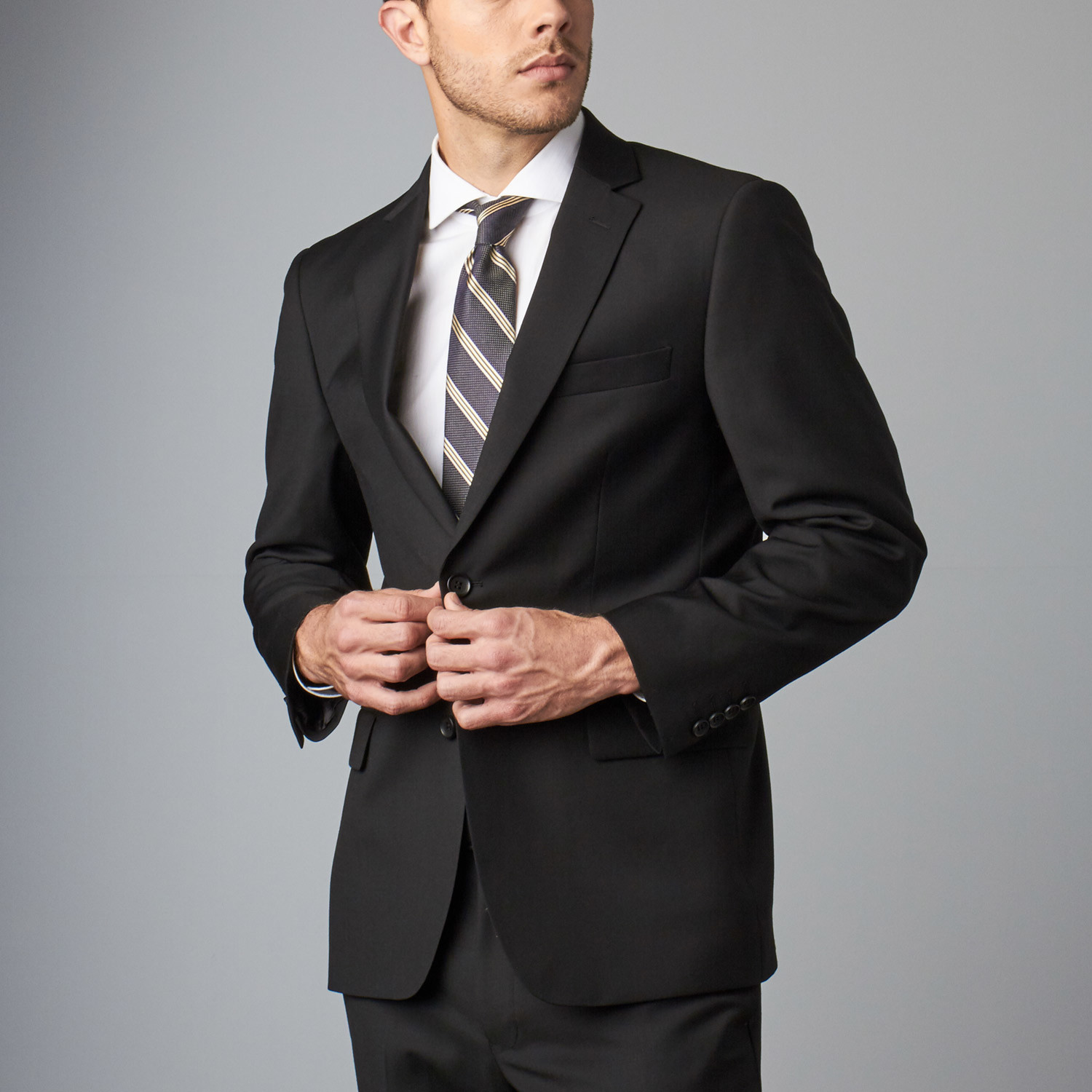 Mantoni Prunelle Weave Wool Suit // Jet Black (US: 36S) - Mantoni ...