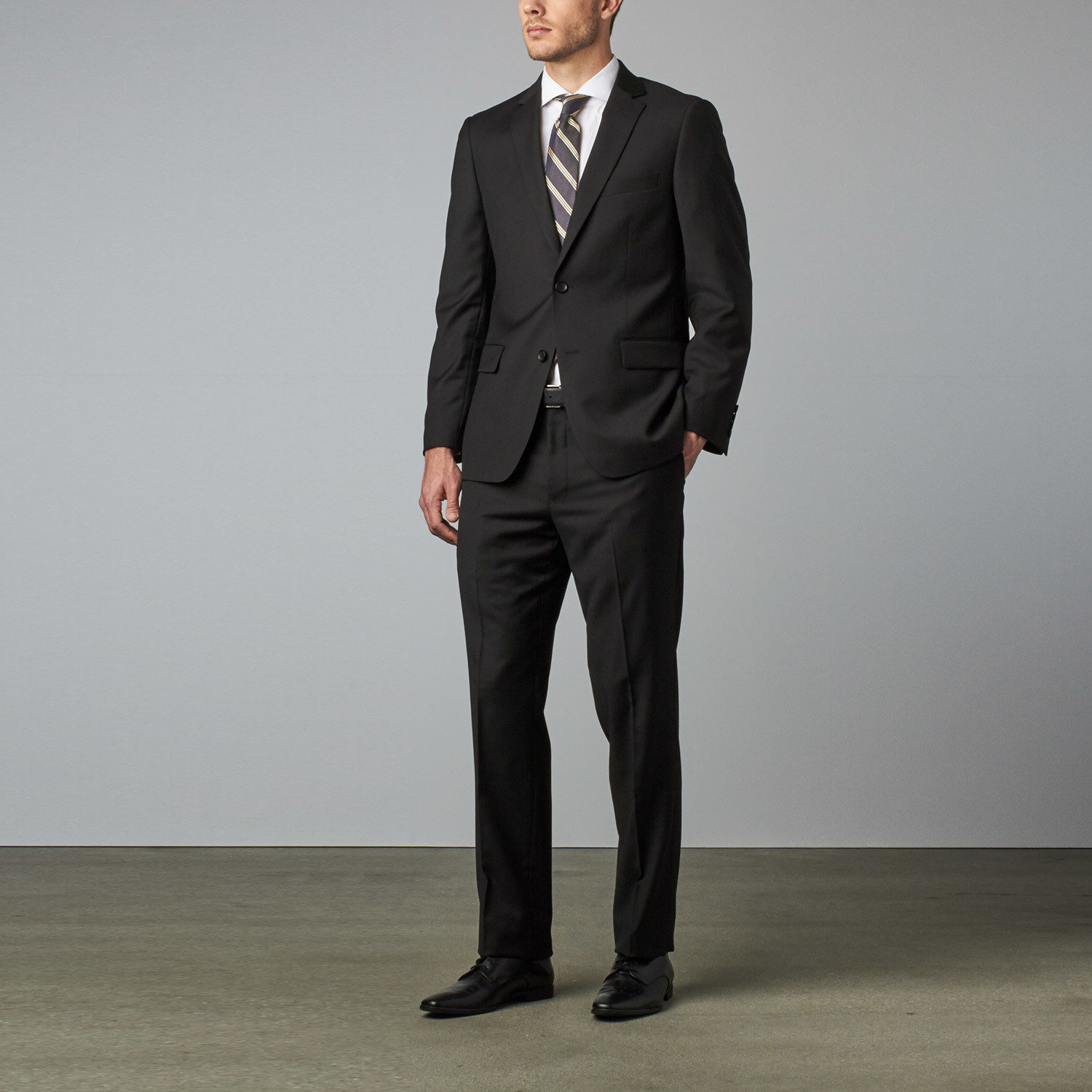 Mantoni Prunelle Weave Wool Suit // Jet Black (US: 36S) - Mantoni ...