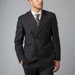 Mantoni Prunelle Weave Wool Double Breasted Suit // Dark Gray (US: 36S)