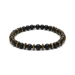 Record Vinyl Sequence Bracelet // Black Onyx + Brass (Small)