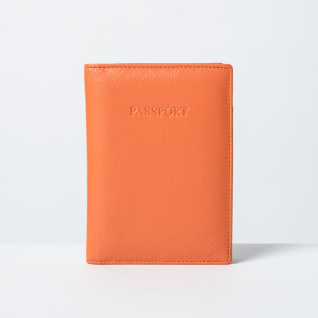Soft Leather Passport Wallet // Orange