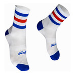 Light Weight Continental Stripe Socks // White + Red + Blue (L/XL)