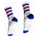 Light Weight Continental Stripe Socks // White + Red + Blue (S/M)
