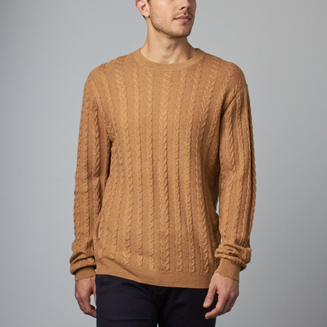 Herringbone Mix Cable Crew // Camel (S)