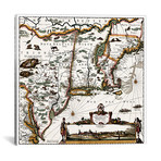 Antique Map of Connecticut, Maine, Maryland, Massachusetts (18"W x 18"H x 0.75"D)