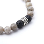 Gray Feldspar + Triple Lava Accent // 8mm Beads (Extra Small)