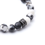 Zebra Jasper Beads + Gunmetal Pavé Accent // 8mm Beads (Extra Small)