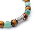 Faceted Green Quartz + Tiger Eye // 8mm Beads (Extra Small)