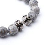 Gunmetal Dumbbell + Silver Crazy Lace Agate // 10mm Beads (Extra Small)