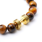 Gold Dumbbell + Tiger Eye // 10mm Beads (Extra Small)