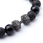 Pavé Dumbbell + Lava + Polished Black Onyx // 10mm Beads (Extra Small)