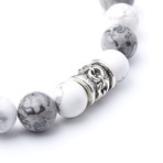 Silver Crazy Lace Agate + White Turquoise + Silver Charm // 10mm Beads (Extra Small)