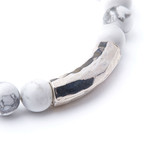 White Turquoise + Matte Black Onyx + Hammered Accent // 10mm Beads (Extra Small)