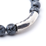 Snowflake Obsidian + Hammered Accent // 10mm Beads (Extra Small)