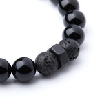 Black Onyx + Lava Accent // 10mm Beads (Extra Small)