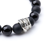 Matte Versus Polished Onyx + Silver Accent // 10mm Beads (Extra Small)