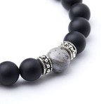 Matte Onyx Beads + Silver Crazy Lace Agate Accent // 10mm Beads (Extra Small)