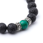 Lava Beads + Malachite Accent // 10mm Beads (Extra Small)