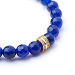 Faceted Natural Sapphire + Tri-Gold Pavé Charms // 8mm Beads (Extra Small)