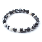 Zebra Jasper Beads + Gunmetal Pavé Accent // 8mm Beads (Extra Small)