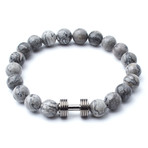 Gunmetal Dumbbell + Silver Crazy Lace Agate // 10mm Beads (Extra Small)