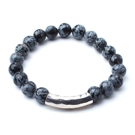 Snowflake Obsidian + Hammered Accent // 10mm Beads (Extra Small)