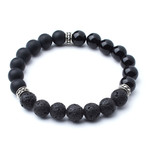 Polished Black Onyx + Matte Black Onyx + Lava // 10mm Beads (Extra Large)