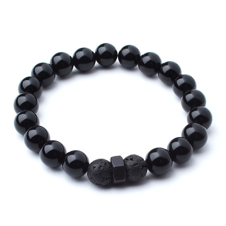 Black Onyx + Lava Accent // 10mm Beads (Extra Small)