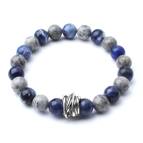 Silver Crazy Lace Agate Versus Sodalite + Silver Accent // 10mm Beads (Extra Small)