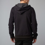 Hooded Zippered Cardigan // Black (S)