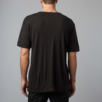 Crew Neck Side Draped Pockets Tee // Black (XL)