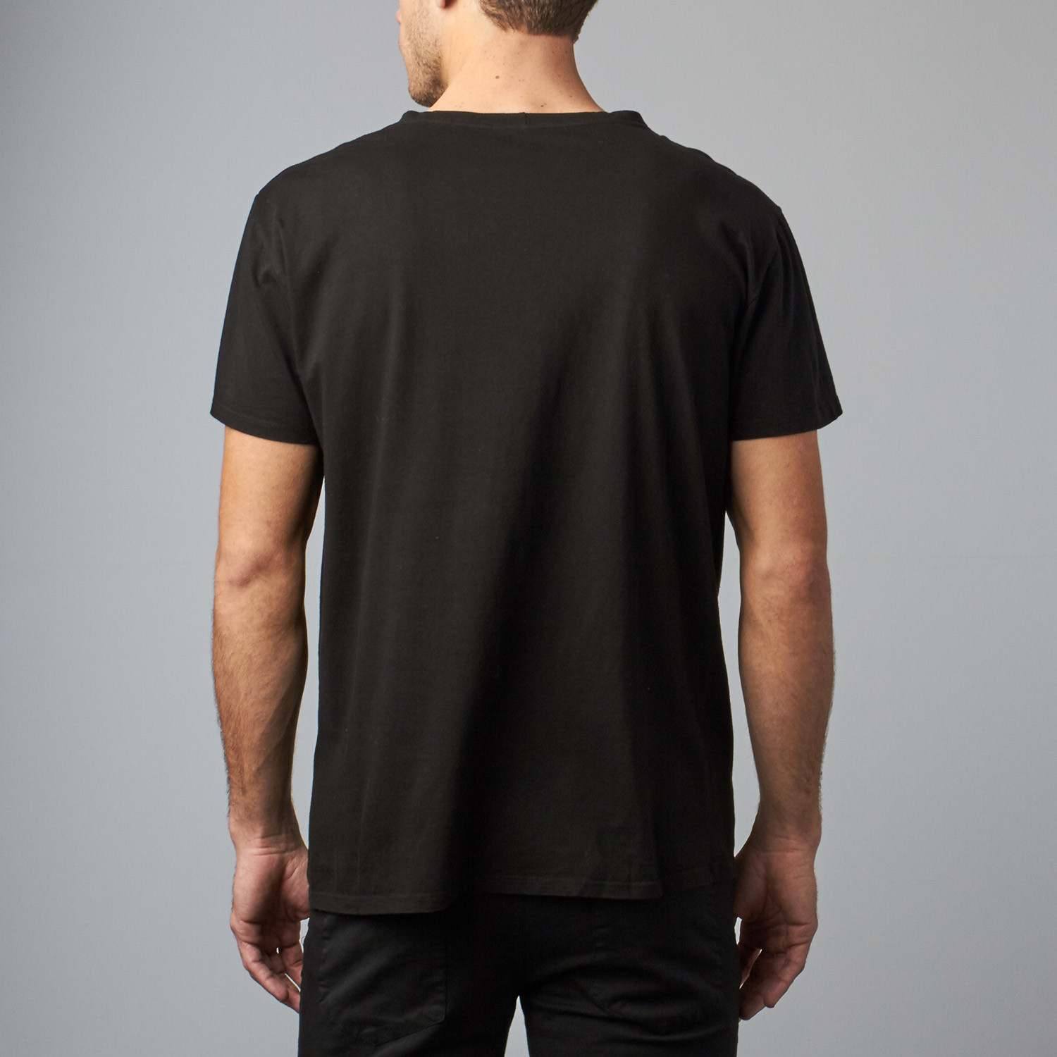 Crew Neck Oil Wash Graphic Tee // Black (2XL) - The Project Garments ...