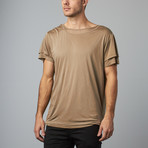 Crew Neck Double Layer Tee // Khaki (L)