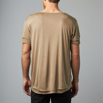 Crew Neck Double Layer Tee // Khaki (L)