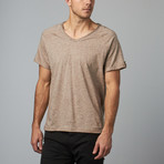 Scoop Neck Raglan Rolled Up Tee // Beige (XS)