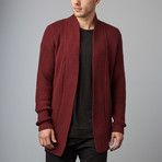 Wool Blend Shawl Collar Cardigan // Burgundy (S)