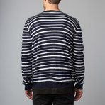 Nautical Striped Wool Blend Cardigan // Marine (XL)