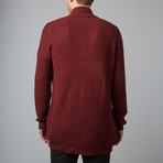 Wool Blend Shawl Collar Cardigan // Burgundy (S)