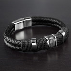 Twine Accents Woven Braided Bracelet // Black