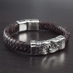 Brown Antiqued Interlocking ID Braided Bracelet